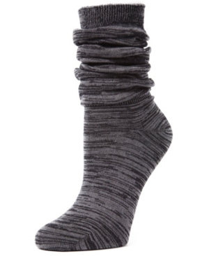 Memoi Women's Flake Zag Sherpa Lined Lounge Socks In Black