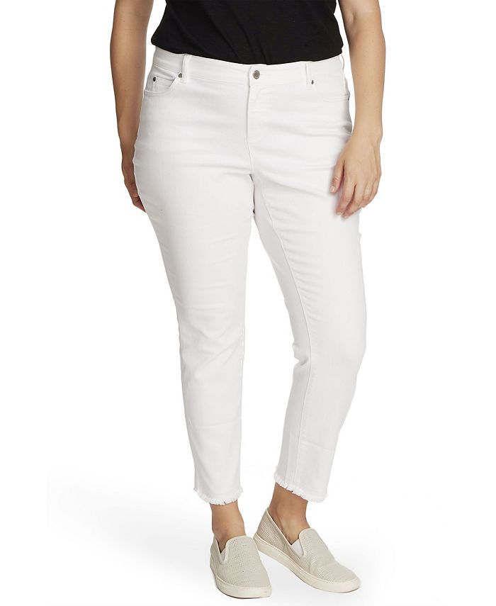 Vince Camuto Plus Size 5 Pocket Frayed Hem Jeans - Macy's