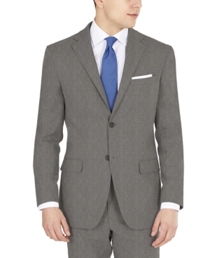 Dkny Men's Modern-Fit Performance Stretch Gray Sharkskin Suit Separates Jacket