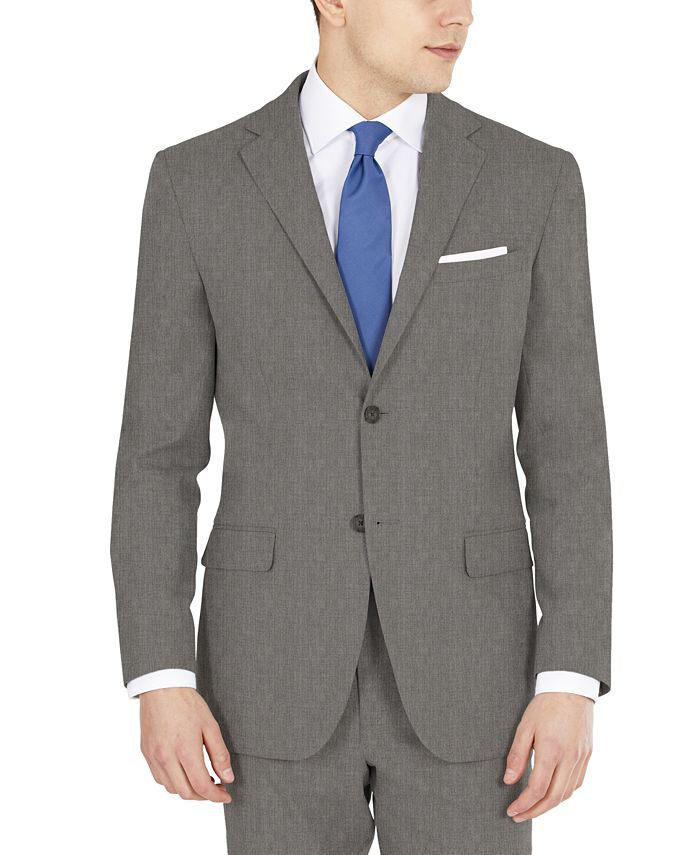 DKNY Men's Modern-Fit Performance Stretch Gray Sharkskin Suit Separates ...