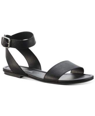 macy's black flat sandals