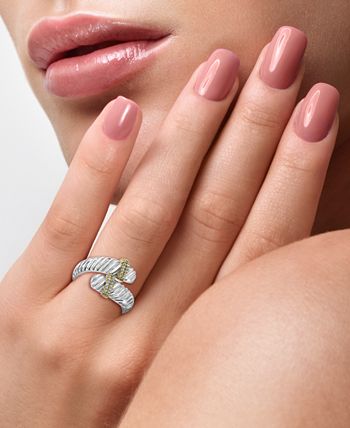 EFFY Collection - Diamond Bypass Ring (1/8 ct. t.w.) in Sterling Silver and 18k Gold
