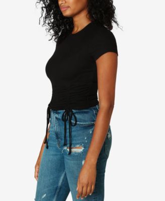 Juniors' Ribbed Side-Ruched Top