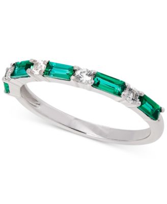 Lab-Grown Blue Sapphire (5/8 ct. t.w.) & Lab-Grown White Sapphire (1/5 ct. t.w.) Stack Ring in Sterling Silver