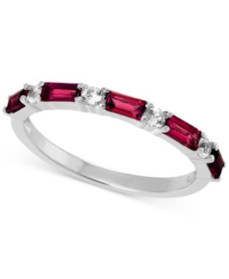 Lab-Grown Blue Sapphire (5/8 ct. t.w.) & Lab-Grown White Sapphire (1/5 ct. t.w.) Stack Ring in Sterling Silver