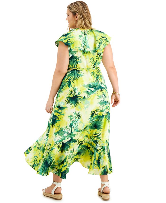 INC International Concepts Plus Size Ruffle-Trim Wrap Dress, Created ...