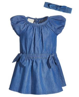 First Impressions Baby Girls 3-Pc Denim Dress Bloomers & Headband Set Created for Macy's
