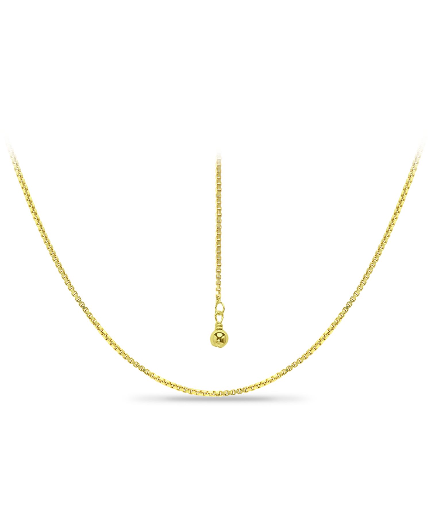 Adjustable 16"- 22" Box Link Chain Necklace in 18k Gold-Plated Sterling Silver, Created for Macy's (Also in Sterling Silver)