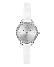 Women's Glitz Silver-Toned White Patent Leather Watch 30mm