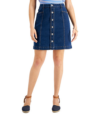 Style & Co Button-Fly Denim Skirt, Created for Macy's & Reviews ...