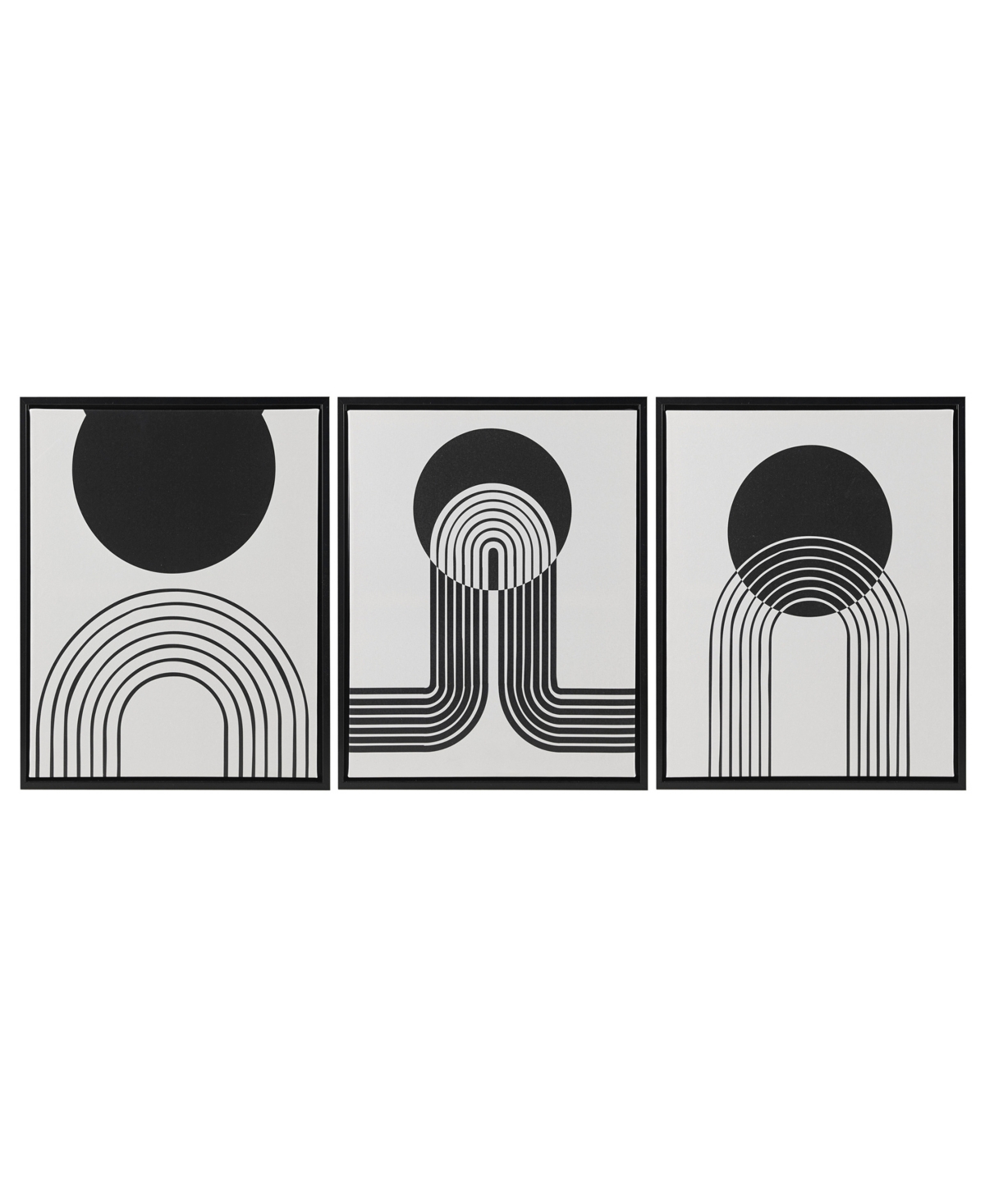 Urban Habitat Cosmic Curl 3 Piece Framed Canvas Set, 16.83" X 20.83" In Black,taupe