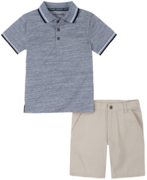 Calvin Klein Little Boys Knit Polo with Khaki Twill Short Set 2 Piece