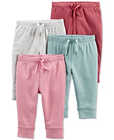 Baby Girls 4-Pack Solid-Tone Pull-On Pants