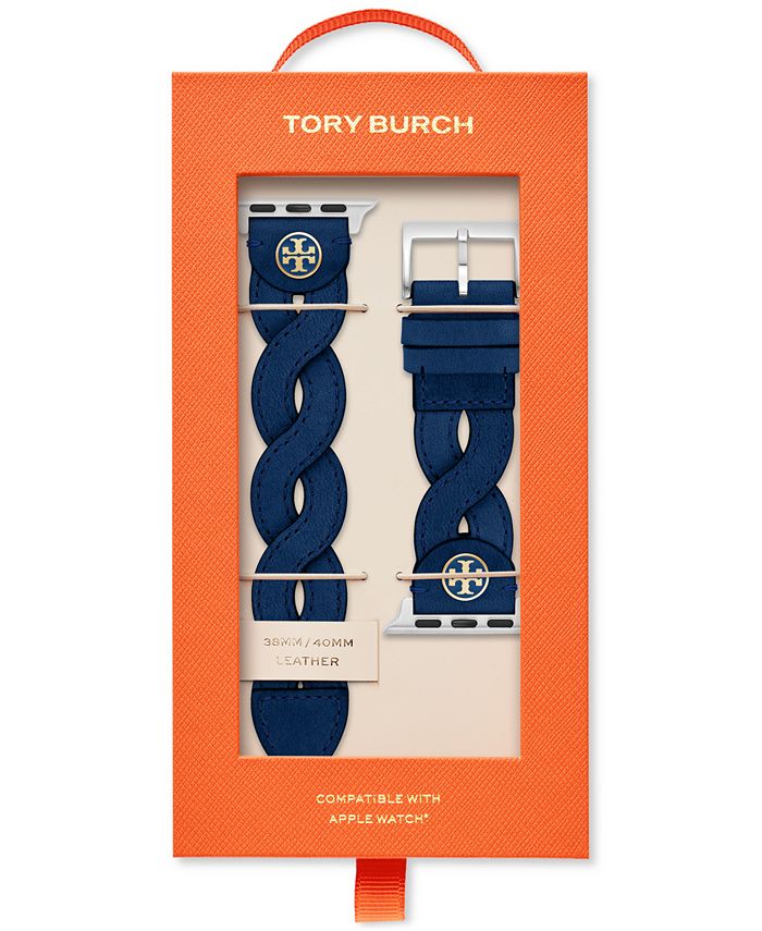 Tory Burch Women's Navy Braided Leather Band for Apple Watch® 38mm/40mm