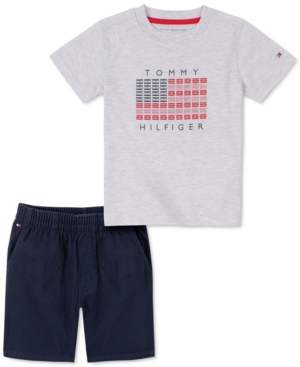 Tommy Hilfiger Baby Boys 2-Pc Flag T-Shirt & Pull-Up Twill Shorts Set