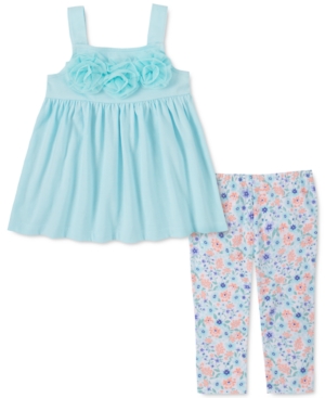 Kids Headquarters 2-Pc Rosette Tunic & Floral-Print Leggings Set