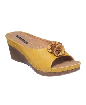 Gc Shoes Women's Sydney Rosette Wedge Sandals In Yellow