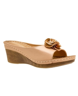 Shop Gc Shoes Women's Sydney Rosette Wedge Sandals In Blush