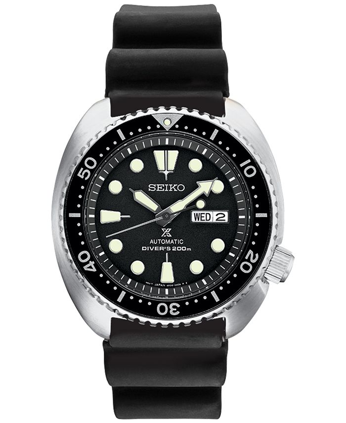 ru Seaport godtgørelse Seiko Men's Automatic Prospex Diver Black Silicone Strap Watch 45mm - Macy's