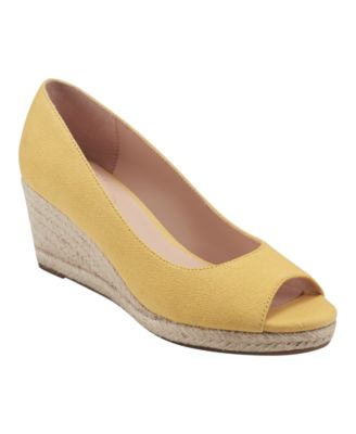 yellow closed toe wedges