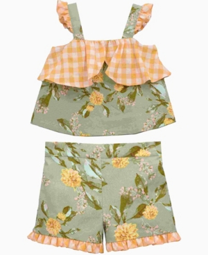 Toddler Girls Sleeveless Floral Top and Short Set 2 Piece