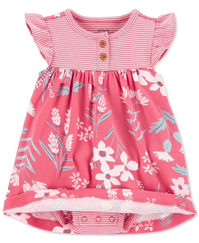 Carter's Baby Girls 2Pc. Floral Bodysuit Dress & Cardigan Set