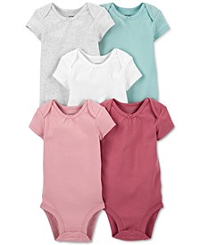 Baby Girls 5-Pack Cotton Multi-Color Bodysuits