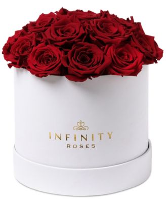 Infinity Roses - Round Box of 16 Red Real Roses, Preserved To Last Over A Year