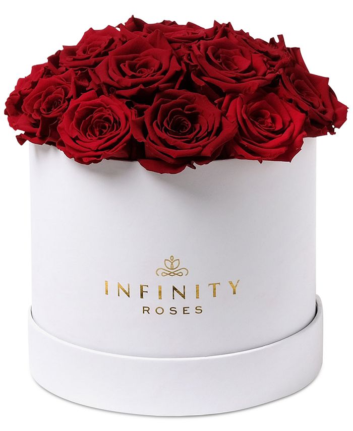 Infinity Roses Round Box of 16 Red Real Roses, Preserved To Last Over A