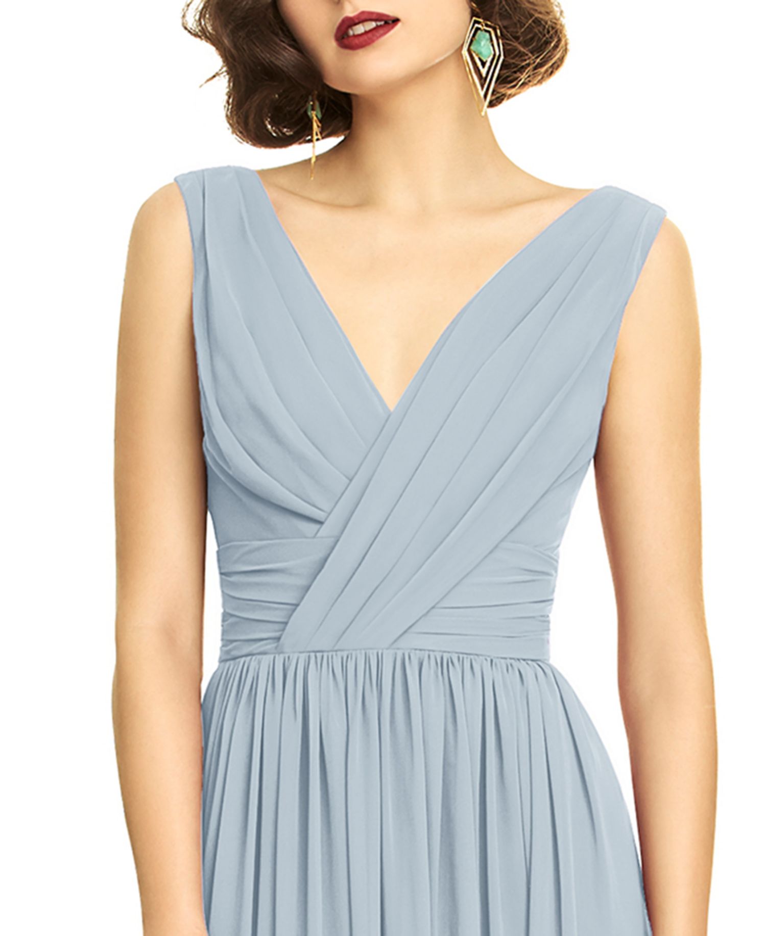 Women's Sleeveless Draped Chiffon Maxi Dress with Front Slit