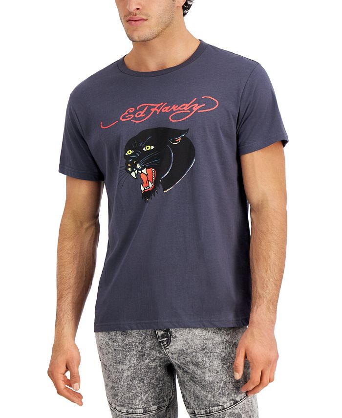 Ed Hardy Men's Retro Panther Logo Graphic T-Shirt - Macy's