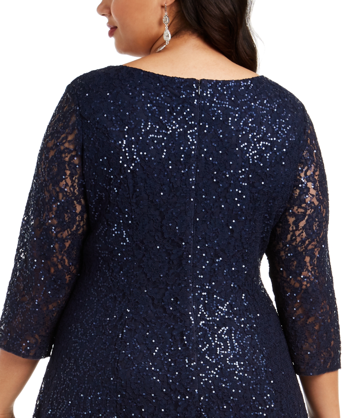 Sl Fashions Plus Size Sequined Lace Dress