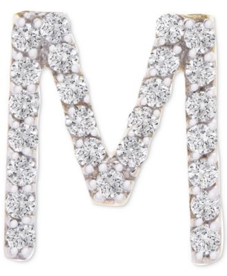 Diamond Initial M Single Stud Earring (1/20 ct. t.w.) in 14k Gold, Created for Macy's