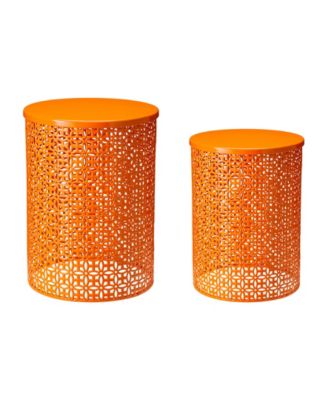 Multi-Functional Metal Garden Stool or Plant Stand or Accent Table, Set of 2