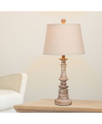 Distressed Candlestick Resin Table Lamps, Set of 2