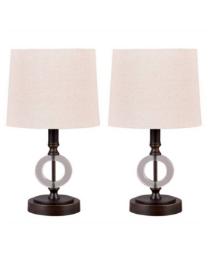Fangio Lighting Crystal Table Lamps With Usb Port, Set Of 2 In Oil Rubbed Bronze