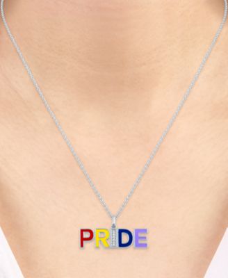 Diamond Accent PRIDE Pendant Necklace in Sterling Silver, 16" + 4" extender