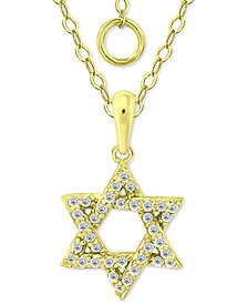 Cubic Zirconia Star of David Pendant Necklace, 16" + 2" extender, Created for Macy's
