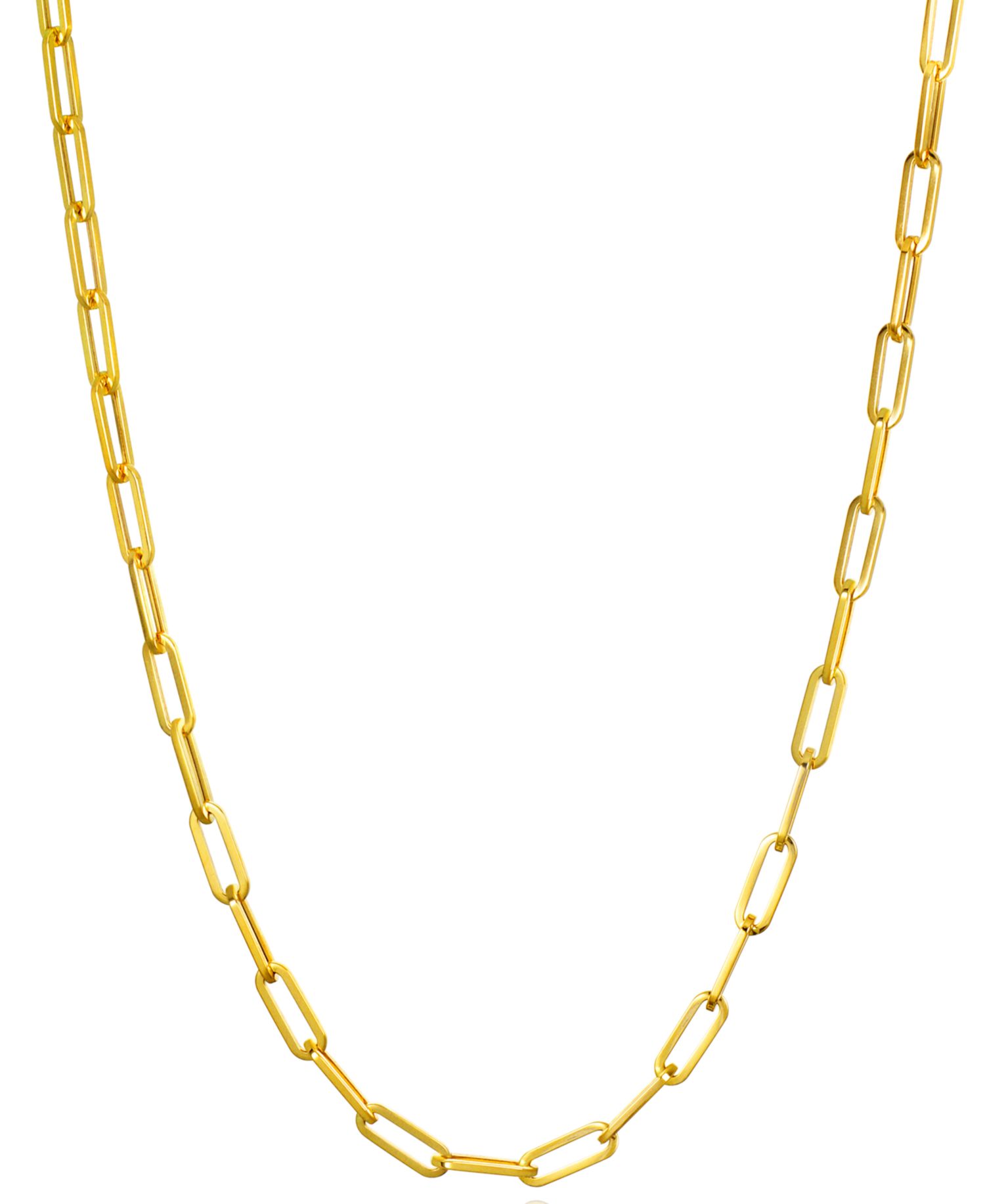 Paperclip Link Chain Necklaces in 14k Gold