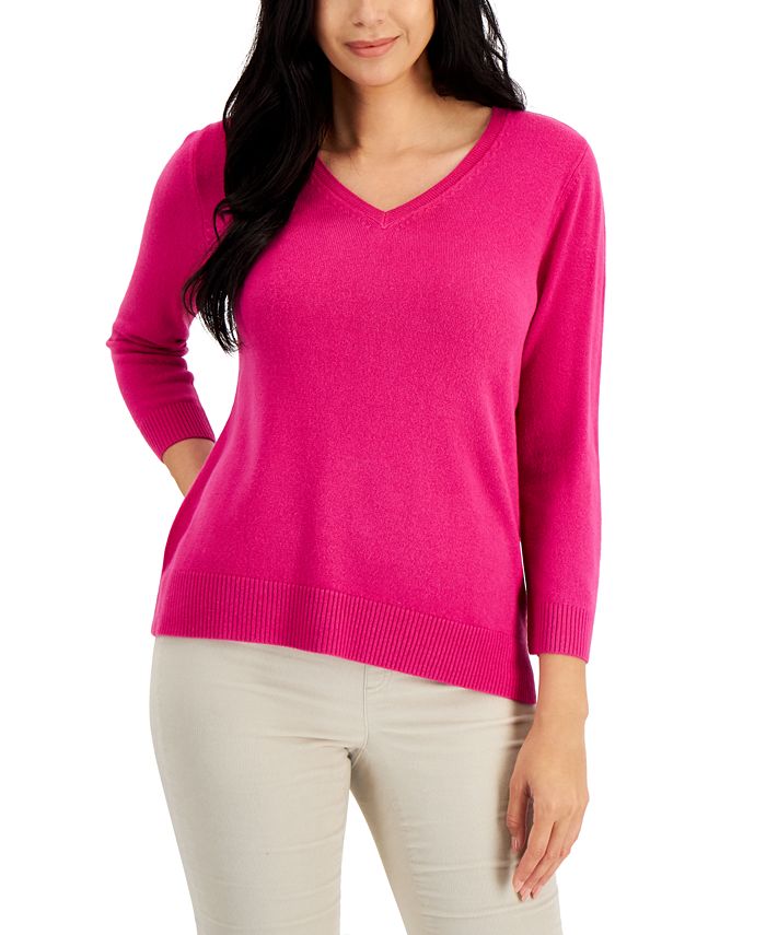 Karen Scott Luxsoft V-Neck Sweater, Created for Macy's & Reviews ...