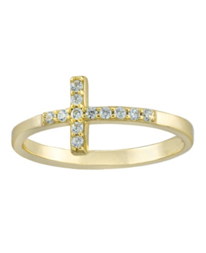Giani Bernini Cubic Zirconia Sideways Cross Ring In Gold Over Sterling Silver