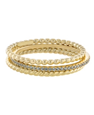 Giani Bernini Cubic Zirconia And Twisted Band Beaded Stackable Ring Trios In Gold Over Sterling Silver