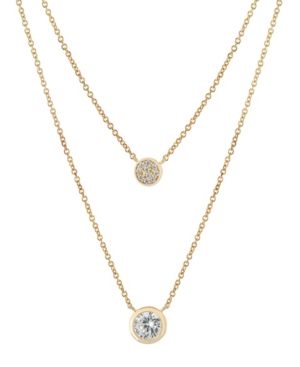 Giani Bernini Double Layered Bezel Set 16" + 2" Cubic Zirconia Chain Necklace In Gold Over Sterling Silver
