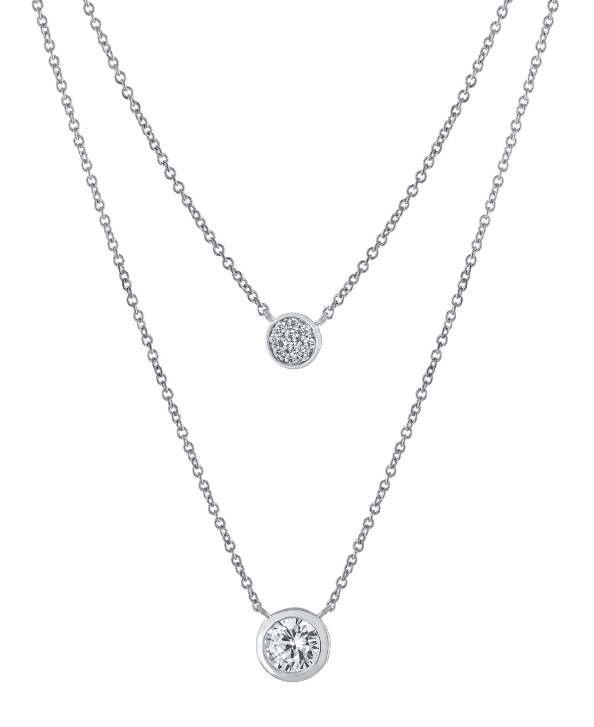 Giani Bernini Double Layered Bezel Set 16" + 2" Cubic Zirconia Chain Necklace In Gold Over Sterling Silver