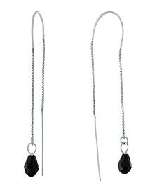 Clear Crystal Briolette Pull Through Chain Earrings in Sterling Silver