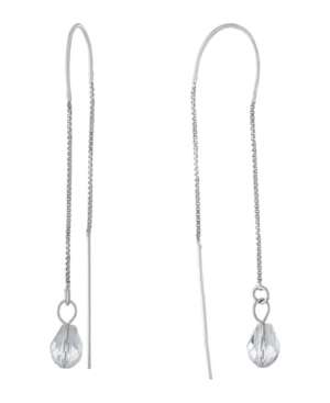 Giani Bernini Clear Crystal Briolette Pull Through Chain Earrings In Sterling Silver In White