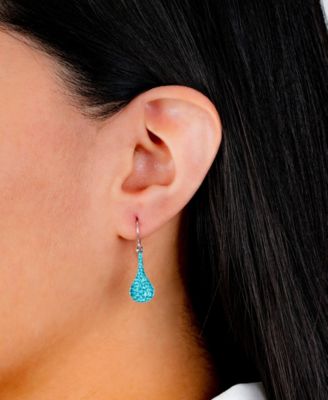 Pave Crystal Wire Teardrop Earrings in Sterling Silver