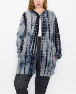 Plus Size Cozy Tie Dye Hoodie Cardigan