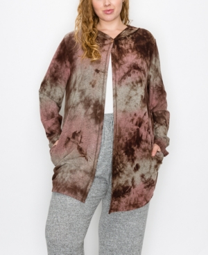 Plus Size Cozy Tie Dye Hoodie Cardigan
