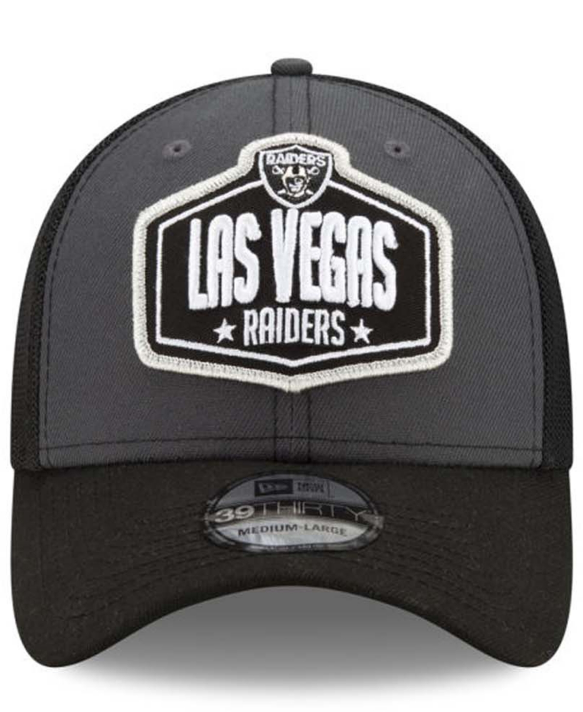 Shop New Era Las Vegas Raiders 2021 Draft 39thirty Cap In Graphite,black,black